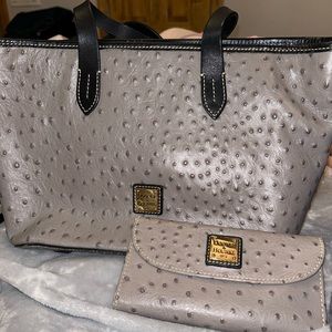 Dooney & Bourke Grey Silver Bag and Wallet Set